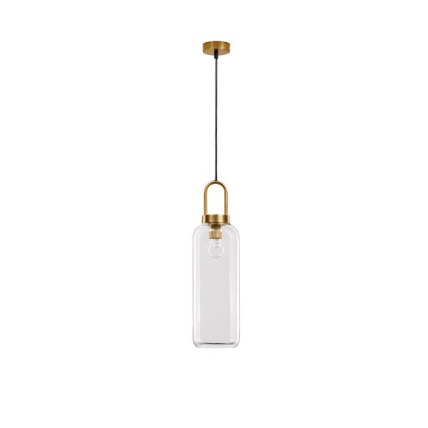 Szklana lampa wisząca w kolorze mosiądzu ze szklanym kloszem ø 15,5 cm Irvine – Nova Luce
