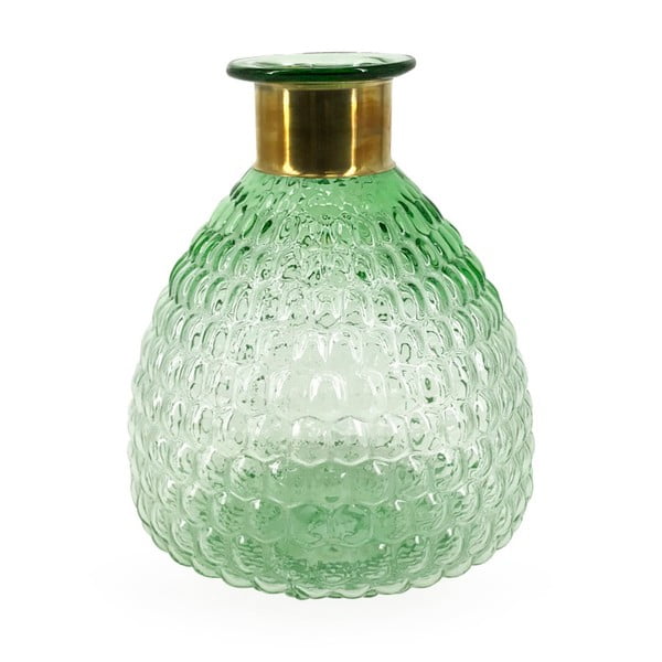 Zielony wazon szklany z detalem z miedzi Moycor Smith