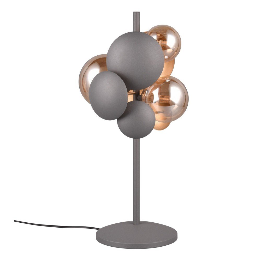 Lampa stołowa w szaro-złotym kolorze ze szklanym kloszem (wys. 50 cm) Bubble – Trio Select