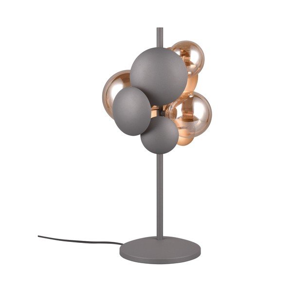 Lampa stołowa w szaro-złotym kolorze ze szklanym kloszem (wys. 50 cm) Bubble – Trio Select