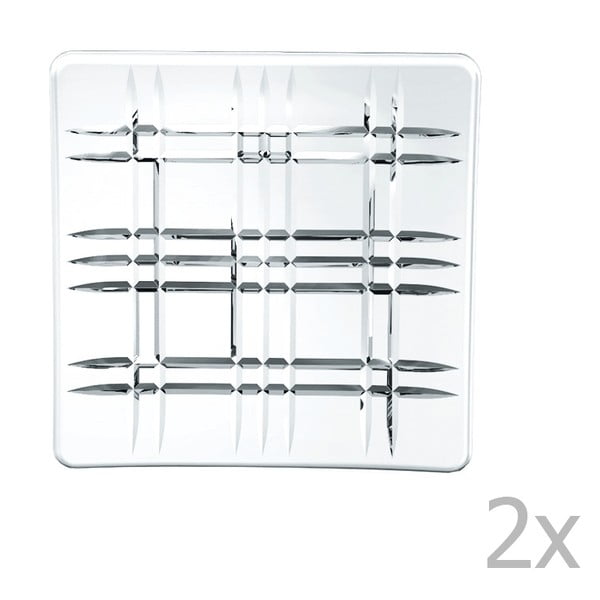 Zestaw 2 kwadratowych talerzy ze szkła kryształowego Nachtmann Square Platter, 14x14 cm