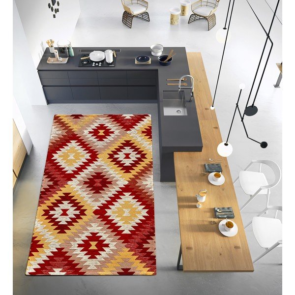 Czerwono-żółty chodnik odpowiedni do prania 55x115 cm Avana Rosso – Floorita-image-1