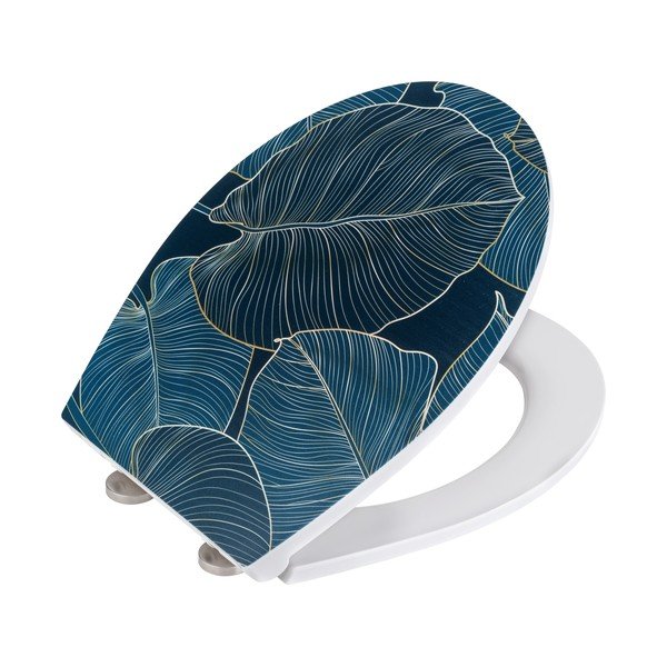 Niebieska wolnoopadająca deska sedesowa Wenko Big Leaves, 38x45 cm-image-2