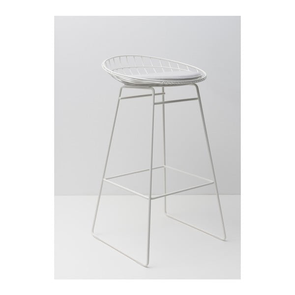 Biały druciany stołek z siedziskiem Pastoe, 75 cm