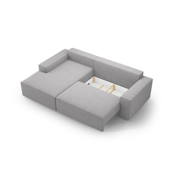 Jasnoszary rozkładany narożnik z materiału bouclé (lewostronny) Jodie – Micadoni Home-image-4