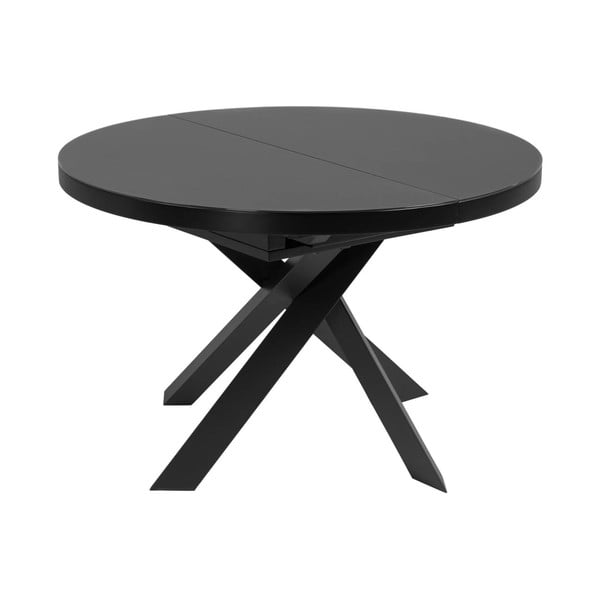 Czarny okrągły rozkładany stół ze szklanym blatem ø 160 cm Vashti – Kave Home