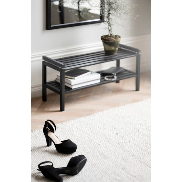 Czarna szafka na buty z litego drewna dębowego Confetti – Rowico-image-2