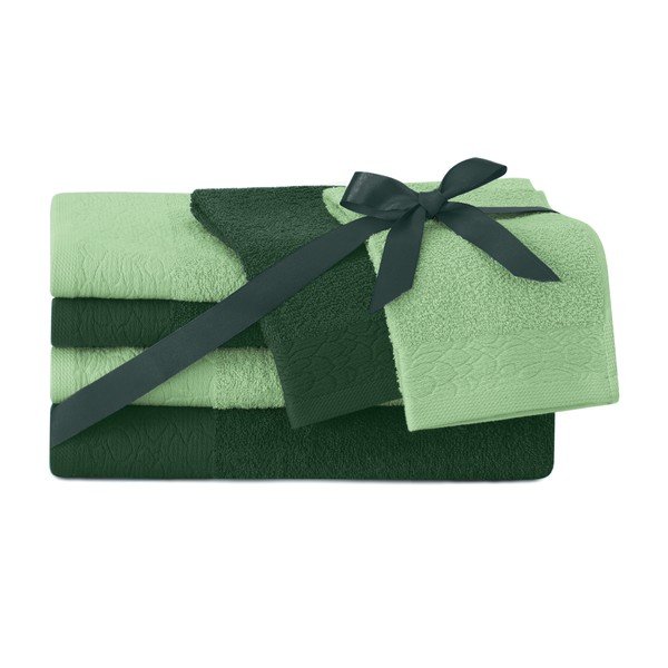 Zielone bawełniane ręczniki zestaw 6 szt. frotte Flos – Restilo-image-1