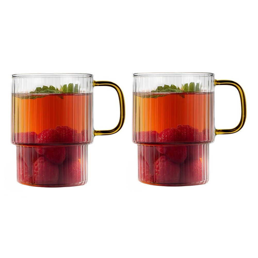 Żółte szklane kubki zestaw 2 szt. do cappuccino 350 ml Livio – Vialli Design