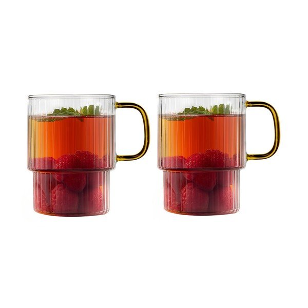 Żółte szklane kubki zestaw 2 szt. do cappuccino 350 ml Livio – Vialli Design