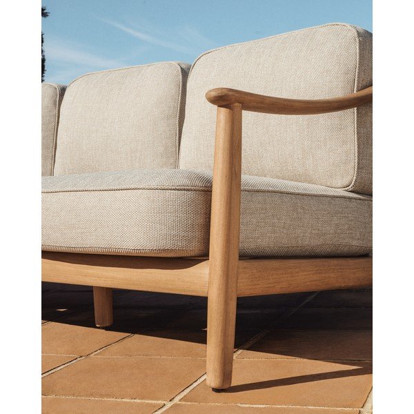 Beżowa/w naturalnym kolorze tapicerowana sofa ogrodowa Elunda – Kave Home-image-3