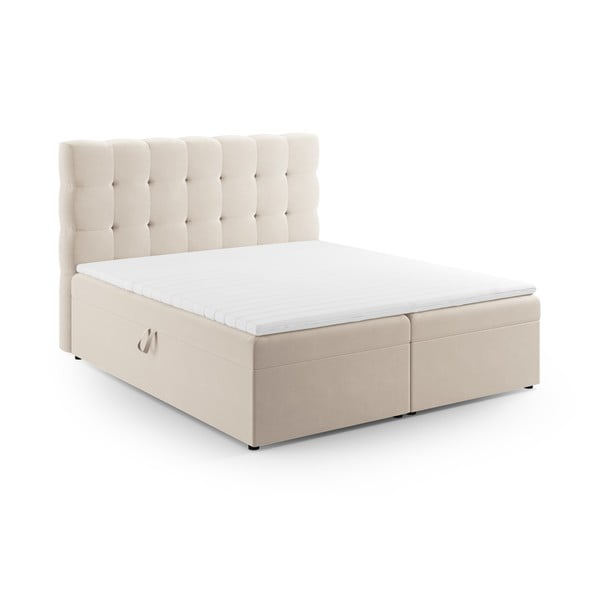 Beżowe łóżko boxspring ze schowkiem 180x200 cm Bali – Cosmopolitan Design