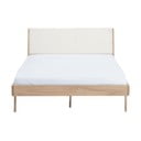 Białe/naturalne łóżko dwuosobowe z litego drewna dębowego 180x200 cm Fawn – Gazzda