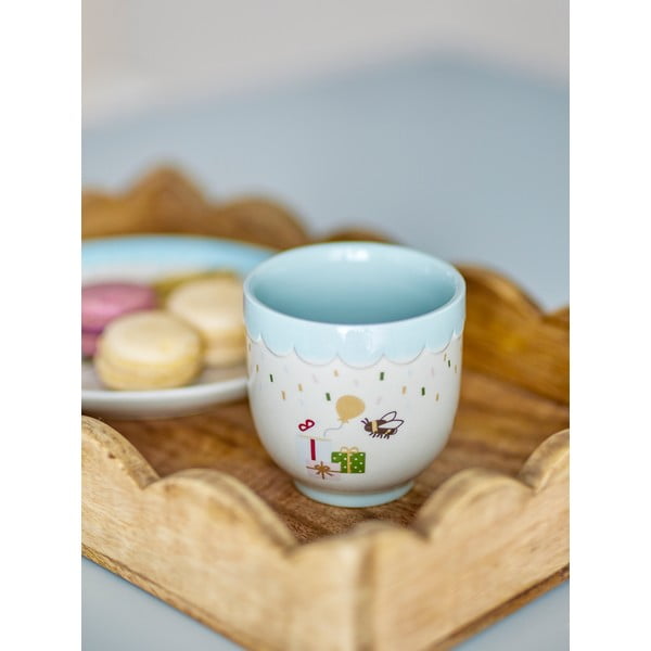 Niebiesko-kremowy kamionkowy kubek dla dzieci 150 ml Celebrate – Bloomingville Mini-image-4