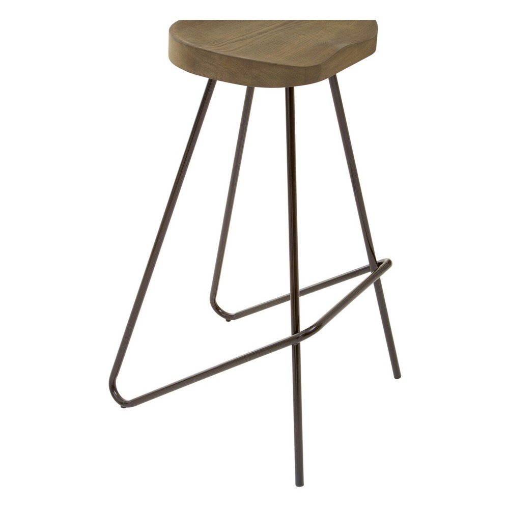 Czarny/w naturalnym kolorze hoker z litego drewna wiązu (wysokość siedziska 78 cm) District – Premier Housewares (zdjęcie 9)