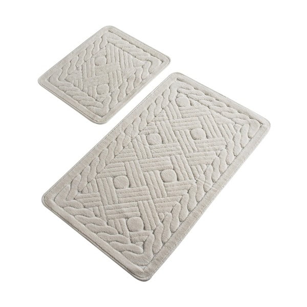 Zestaw 2 jasnoszarych bawełnianych dywaników łazienkowych Confetti Bathmats Daniel Ecru