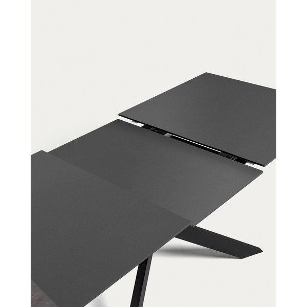 Czarny rozkładany stół ze szklanym blatem 90x210 cm Atminda – Kave Home-image-3