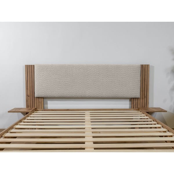 Jasnoszare łóżko dwuosobowe ze stelażem 160x200 cm Lior – Bobochic Paris-image-3