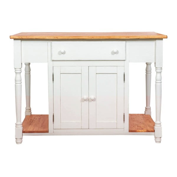 Drewniany stolik ze schowkiem i białą konstrukcją Biscottini Kaya
