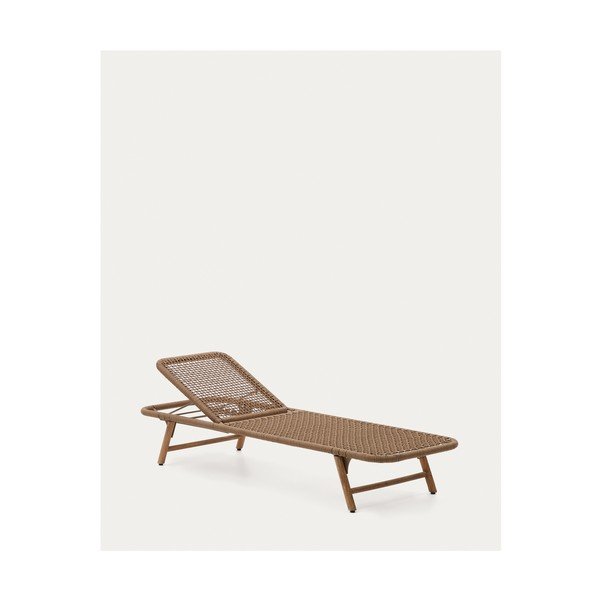 Brązowy drewniano-metalowy leżak ogrodowy Dandara – Kave Home-image-2