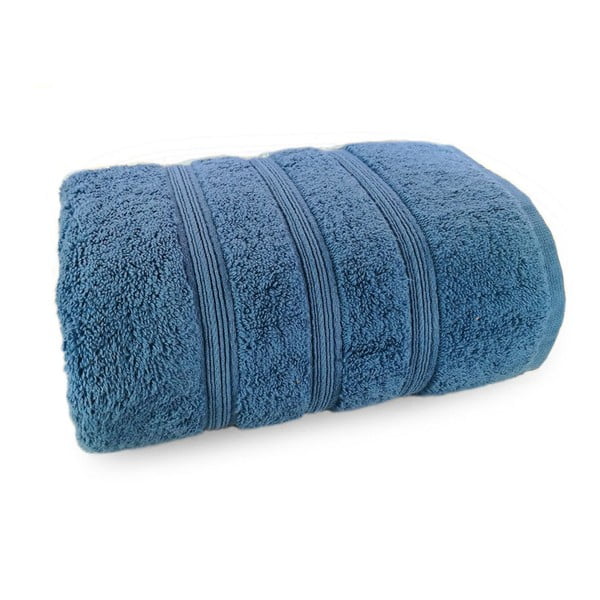 Granatowy ręcznik kąpielowy ze 100% bawełny Marie Lou Majo, 150x90 cm