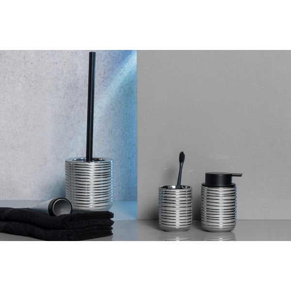 Ceramiczny kubek na szczoteczki do zębów w kolorze srebra Vilalba – Wenko-image-4