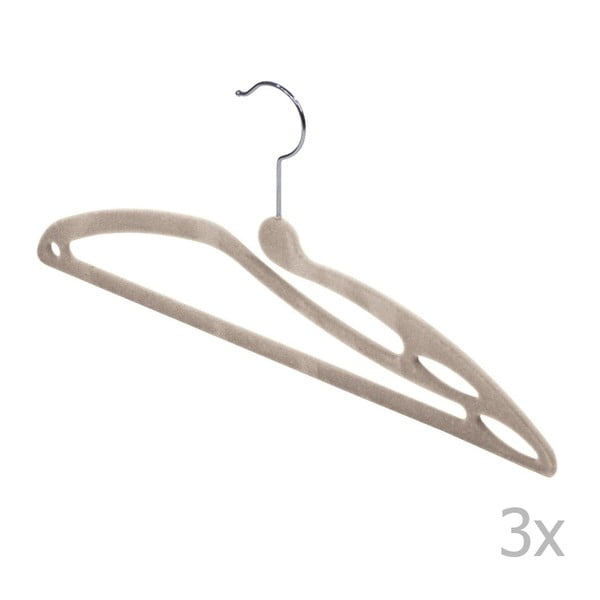 Zestaw 3 beżowych wieszaków na koszulki Domopak Velvet-image-1