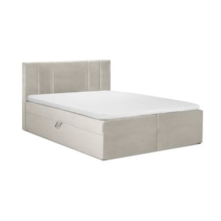 Beżowe aksamitne łóżko dwuosobowe Mazzini Beds Afra, 200x200 cm