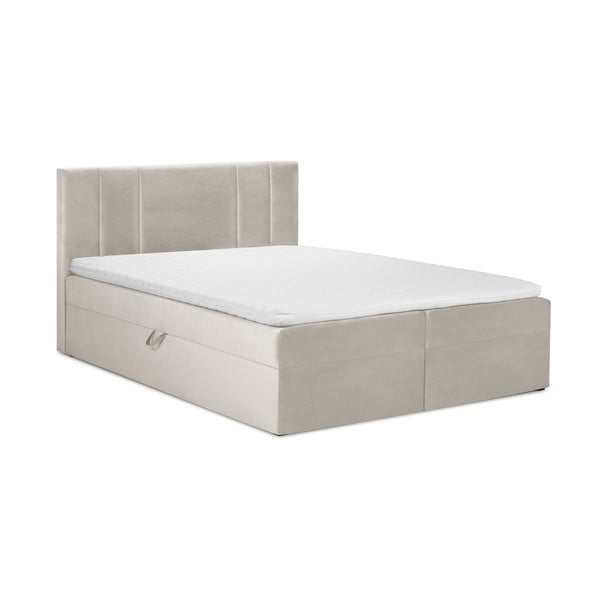 Beżowe łóżko boxspring ze schowkiem 160x200 cm Afra – Mazzini Beds