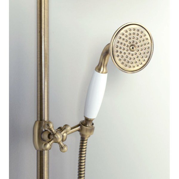 Zestaw prysznicowy z mosiądzu w kolorze brązu z baterią z termostatem z deszczownicą i słuchawką prysznicową 142 cm Antea – Sapho-image-3