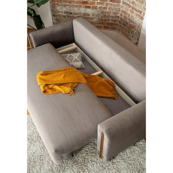 Jasnobrązowa sztruksowa rozkładana/ze schowkiem sofa 244 cm Arcadova – ELTAP-image-4