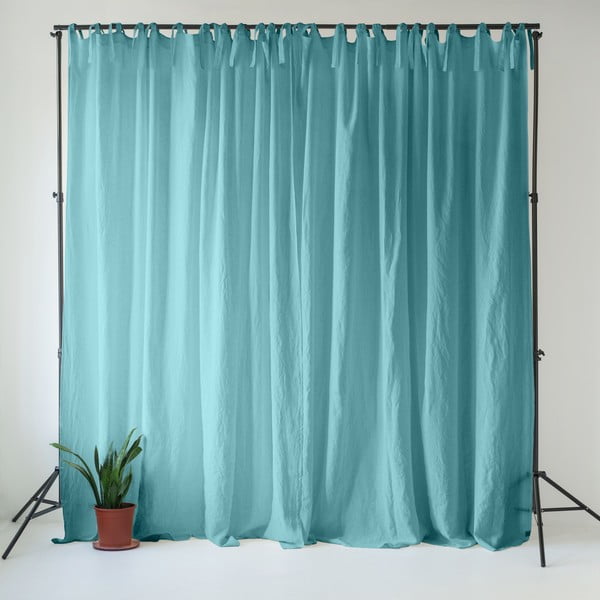 Turkusowa lniana zasłona 140x330 cm Coastal Blue – Linen Tales