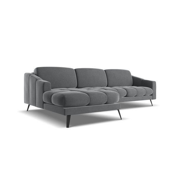 Szary aksamitny narożnik (lewostronny) Nalu – Makamii-image-3