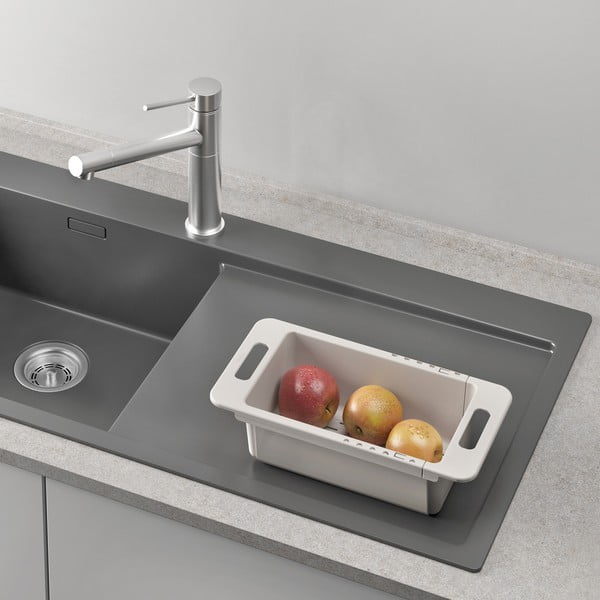 Szary regulowany plastikowy teleskopowy ociekacz na zlew 52x18 cm – Metaltex-image-4