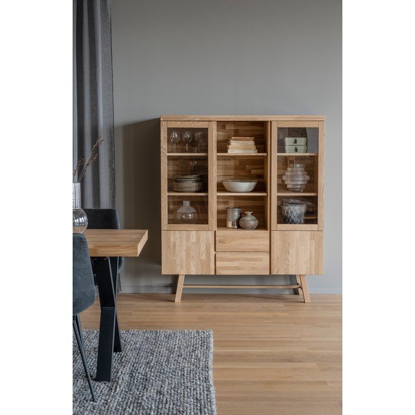 Naturalna witryna z litego drewna dębowego 130x150 cm Brooklyn – Rowico-image-1