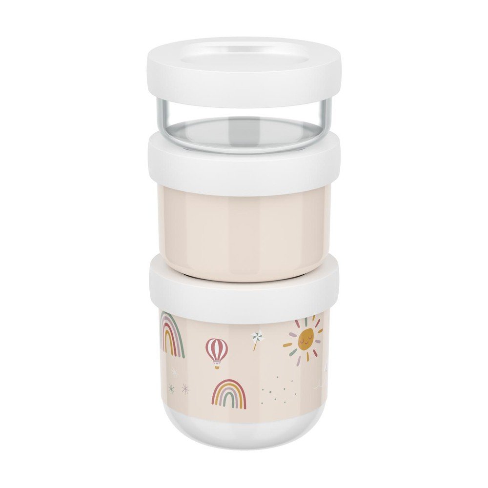 Beżowe plastikowe pojemniki śniadaniowe dla dzieci 3 szt. Sunshine & Rainbow – Mepal