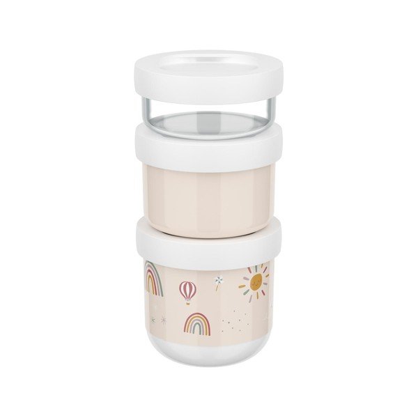 Beżowe plastikowe pojemniki śniadaniowe dla dzieci 3 szt. Sunshine & Rainbow – Mepal