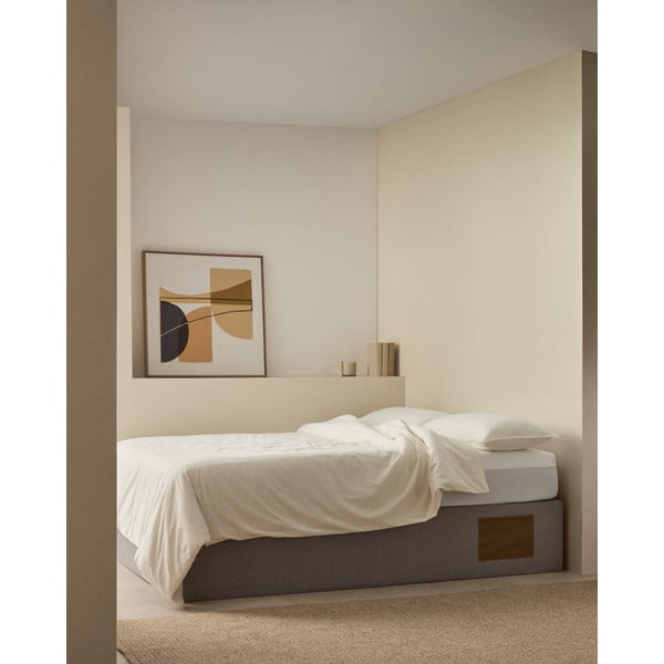 Szare tapicerowane łóżko dwuosobowe ze schowkiem 180x200 cm Matters – Kave Home-image-1