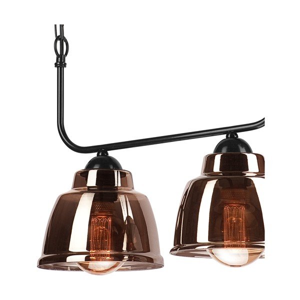 Czarno-brązowa lampa wisząca ze szklanym kloszem − LAMKUR-image-3
