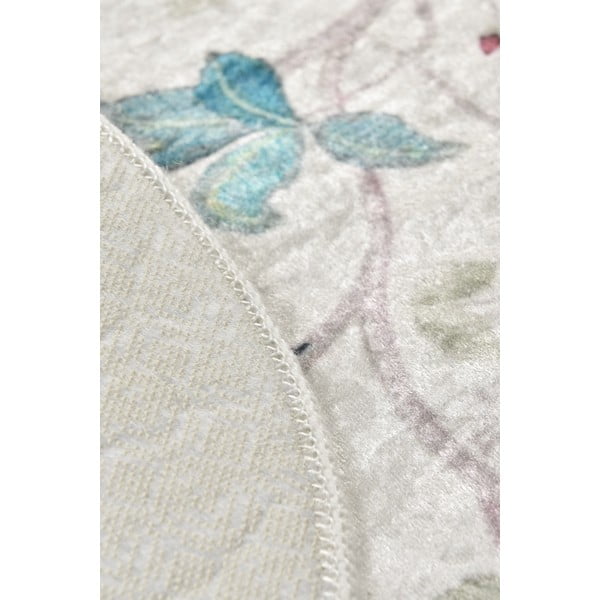 Szary aksamitny dywanik łazienkowy ø 140 cm Vintage Flower – Foutastic-image-2