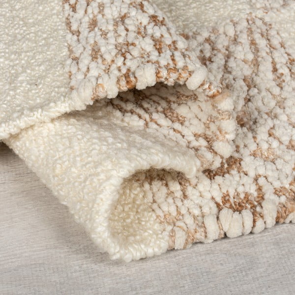 Kremowo-naturalny dywan z mieszanki wełny tkany ręcznie 160x230 cm Eric Checkboard – Flair Rugs-image-2