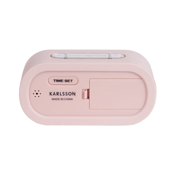 Jasnoróżowy budzik z gumową obudową Karlsson Gummy-image-2