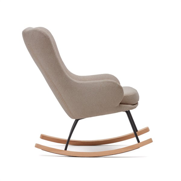 Beżowy bujany fotel z materiału bouclé Maustin – Kave Home-image-2