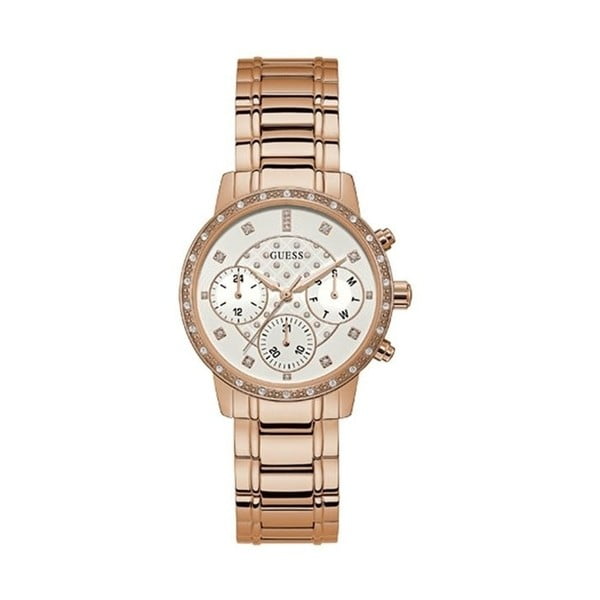 Zegarek damski w różowozłotym kolorze z paskiem ze stali nierdzewnej Guess W1022L3