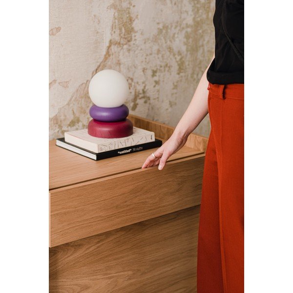 Czerwona/fioletowa lampa stołowa z litego drewna ze szklanym kloszem (wysokość 24 cm) Otem – noo.ma-image-3