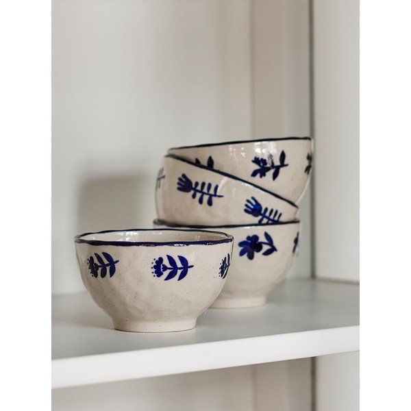 Niebieskie/kremowe kamionkowe miski zestaw 4 szt. Eimy – Bloomingville-image-1