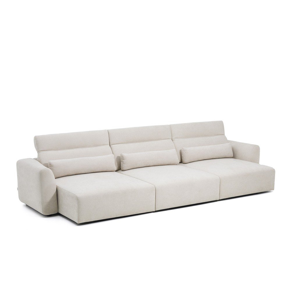 Beżowa częściowo rozkładana sofa z tkaniny szenilowej z szezlongiem 410 cm Lares – Kave Home (zdjęcie 6)