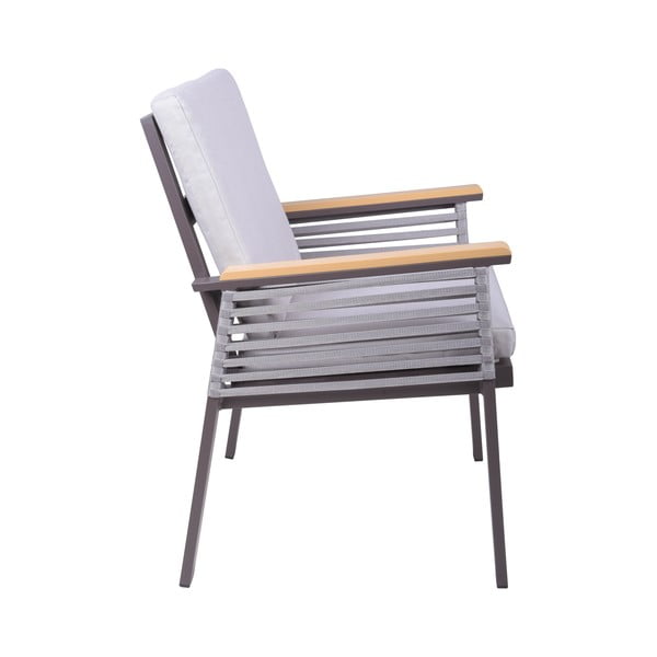 Jasnoszary metalowy fotel ogrodowy Denia – Garden Pleasure-image-1