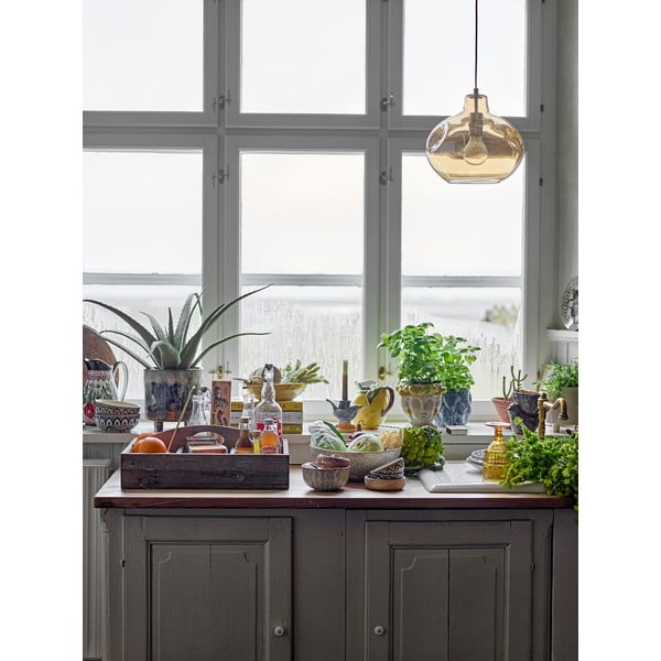 Brązowa lampa wisząca ze szklanym kloszem ø 30 cm Azizi – Bloomingville-image-3