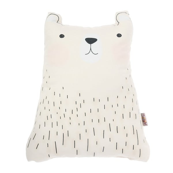 Jasnoszara poduszka dziecięca z domieszką bawełny Mike & Co. NEW YORK Pillow Toy Bear Cute, 22x30 cm